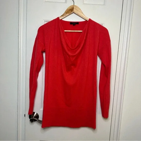 ANN TAYLOR 100% Cashmere Cowl Neck Sweater Hot Pink Festive Holiday Size XXS - Picture 1 of 5